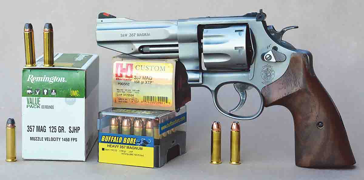 Select .357 Magnum factory loads were checked for velocity and accuracy in the Model 627.